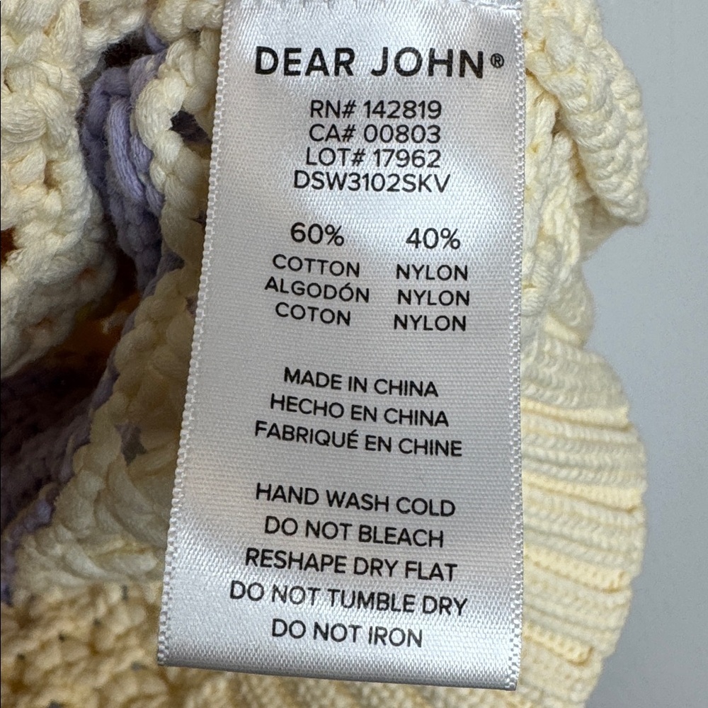 Dear John Gabra pointelle Ivory sweater Vest size XS with multi color stripes - Picture 6 of 7